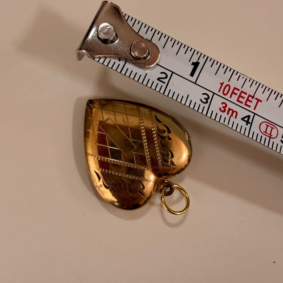 Antique 1940’s Art deco Rose gold Filled Heart Locket Necklace - Picture 10 of 17